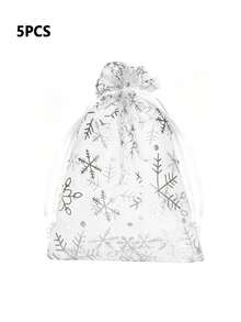 Red & White Snowflake Organza Drawstring Gift Bags - Ideal For Jewelry And Party Favors - Perfect For Weddings, Christmas, Holiday Celebrations And Christmas Decor - Multiple Styles - View 8
