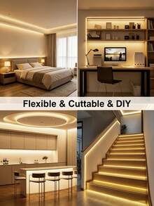 1pc LED Light Strip With Button Switch - USB Powered, Warm White, Length Optional From 1m To 10m, Suitable For Vanity Mirror Lighting, Home DIY, Desk, Bedroom, TV Wall, Ceiling, Holiday Decoration, Mother's Day/Valentine's Day Gift And Party Events - Warm Light - View 11