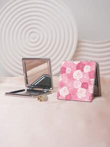 1PC British Country Style Portable Folding Makeup Mirror, Lightweight Ultra-Thin Convenient Durable PU Leather, Suitable For Various Occasions Travel Party Work School, Suitable For All Ages - Multicolor - View 2