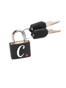 Pink Heart White Letter Pattern Portable Small Luggage Lock, Luggage Lock With 2 Keys, Black Shell Luggage Lock, Compact And Sturdy, Luggage Lock, Mini Luggage Lock, Travel Bag Metal Key Lock, Durable, Small Brass Lock With Shell, Backpack, Suitcase, Laptop Bag, Back To School, Graduation Season Gift - Multicolor - View 20