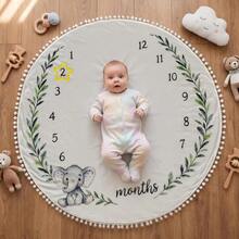1 Set Newborn Round Tassel Cartoon Style Monthly Milestone Commemorative Blanket, Baby Photography Backdrop Blanket - Multicolor - View 8