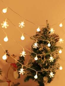 1pc Home Decor Star String Light Of 1.5/3/4.5/6/10M, Christmas Decor Snowflake Frosted Ball Light String, Battery Powered Indoor Room Decor Fairy Star Light, Bedroom , Wall Decor Light String, Suitable For Weddings, Parties Decoration Light String - White - View 2
