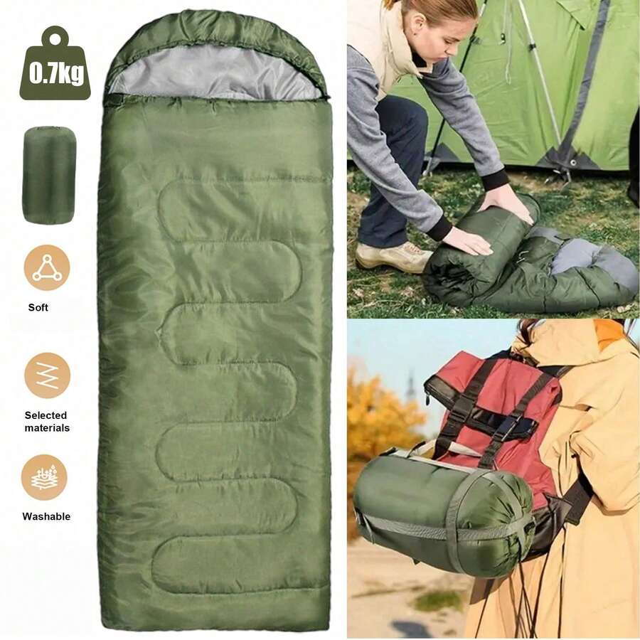 Thickened Warm Outdoor Camping Sleeping Bag, Night Warmth, Suitable For Camping, Short Trips And Outdoor Exploration, All-Season Travel Sleeping Bag, Camping Equipment