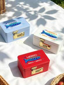 Jewelry Organizer With Sardine Pattern, Jewelry Box With Combination Lock, Hair Accessory Storage Case. Portable Card Storage Box, Daily Miscellaneous Storage, Suitable For Travel, Dorm, Home, Office, Birthday Gift, Halloween Christmas Gift - Multicolor - View 5