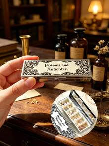 "Poisons And Antidotes" Printed Vintage European Style Pill Box, Portable Pill Dispenser, Precise 1-2 Pill Dispenser, Convenient Medicine Storage Box, Easy-To-Use Design, Plastic Material, Portable Travel Pill Box, Dispensing Box, Large Capacity Medicine Box, Back To School Gift, Mother's Day Gift, Halloween Gift - Multicolor - View 9