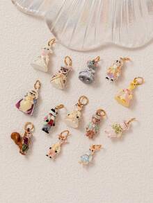 1pc Cute Assorted Fairy Tale 3D Animal Metal Pendant, Multi-Pattern Gold Tone Mini Garden Style Animal Pendant, Suitable For DIY Jewelry Making, Lead And Nickel Free, Perfect For Handmade Bracelet Crafting, Fantasy Couple Gift And Craft Projects - Multicolor - View 4