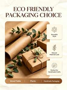 1roll Kraft Paper Roll For Gift Wrapping And Flower Bouquet Packaging, Brown Wrapping Paper For DIY Crafts, Party Decoration, Decorative Paper 10m/50m - B-Brown - View 6