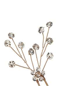 5pcs/Set Plum Blossom Crystal Hair Clips, Bridal Wedding Hair Accessories - Gold - View 7