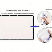 Projector Screen 60/72/84/100/120Inch, Movie Projector Screen 16:9 Foldable And Portable Anti-Crease Indoor Outdoor Projection Double Sided Video Projector Screen For Home, Party, Office, Classroom - View 6