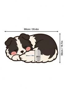 1pc Sleeping Border Collie Shaped Area Rug, Black White Curled Dog Novelty Floor Mat, Soft Plush Cuddled Shape Design, Sits Snug Corner, Made For Gentle Spaces, Something To Smile At Each Morning, Just Because Present - Black and White - View 9