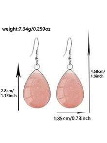 YUJUGLOW 1 Pair Minimalist Solid Color Pattern 316 Stainless Steel Water Drop Earrings, Suitable For Women's Daily Wear - Baby Pink - View 5