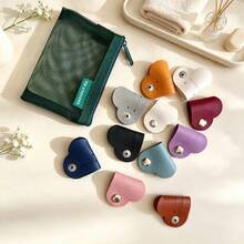 1pc Mixed Color Heart-Shaped Data Cable Storage Box, Earphone Cable Winder Storage Box, PU Leather Cable Organizer, Unisex Gift, Anti-Loss Cable Winder, Bohemian Style, Recommended 1-2 Cables Per Box - Multicolor - View 15