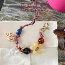 STEPHIECATHY Fashionable Colorful Rope Knot, Shell & Flower Decor Beaded Handmade Bracelet, Keychain, Pendant, Suitable For Phone, Bag, Purse Accessories, Valentine's Day Gift - Multicolor - View 7