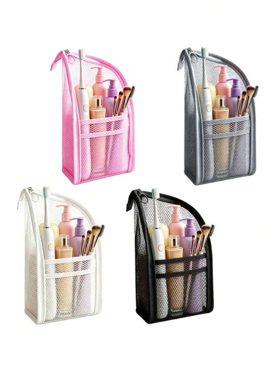 1pc Portable Travel Waterproof Toothbrush Storage Bag, Business Trip Bathroom Mesh Makeup Pouch, Waterproof Toiletry Bag, Travel Storage Bag, Makeup Brush Storage Small Size