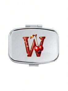 Cherry Glitter Red Letter Pattern Square Pill Box, Portable Pill Box With Compartments, Mini Metal Storage Box, Portable Jewelry Pill Box, Personalized Creative Gift, Customizable Name, Suitable For Travel, Outdoor Activities, Placing In Bags, Pockets, Can Be Used As Wedding Gift, Gift And Reception Decoration, Unique Design Decorative Travel Storage Box (Initial A-Z) - Multicolor - View 28