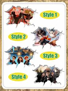Warner Bros Harry Potter 3D Visual Breaking Wall Poster, 4 Different Cartoon-Style Decorations For Harry Potter's Birthday Party, Photo Booth, Dessert Table Background, Party Poster - Multiple Styles - View 4