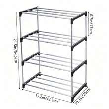 3/4 Tier Adjustable Storage Rack Space-Saving Entryway/Dorm/Balcony Organizer Rust-Resistant Metal Bookshelf/Shoe Rack Perfect Gift For College Students/Urban Renters/Moms Suitable For Housewarming And Back To School Season - Multicolor - View 11