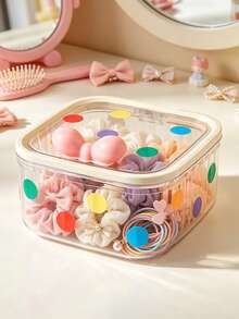 1pc Children's Hair Accessory Storage Box, Colorful Polka Dot Bow ...