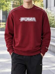 Puma Men's Women's Sweatshirt/Pullover RACE-AHEAD-CREW-TERRY Soft Comfortable Casual Sports Sweatshirt 636033-28 - Bright Red - View 2