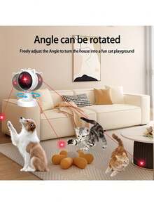 Interactive Laser Chase Cat Toy - USB Rechargeable, Handheld Or Desktop Placement, Automatic Timer Switching, Endless Fun - Black - View 7