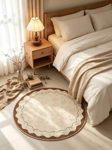 1pc Christmas New French Floral Round Rug | Gentle Bedroom Corner Living Room Bedroom Decor Mat, Autumn/Winter Minimalist Decorative Blanket, Decorative Rug, Bedroom Decor, Small Rug, Rug, Home Decor, Living Room Rug, Living Room Small Rug, Bedroom Rug, Living Room Home Decor - Multicolor - View 5