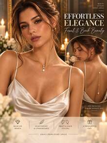 Sexy Water Drop Back Chain European And American Bridal Tassel Necklace Body Chain - Gold - View 5