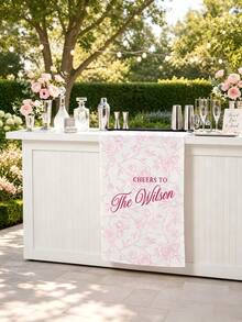 Personalized Wedding Floral Welcome Sign, Wedding Welcome Table Runner, Custom Your Name, Fabric Bar Banner, Custom Name And Date, Romantic Wedding Gift, Wedding Decoration - Multicolor - View 5
