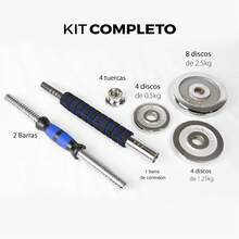 Kit Mancuernas Ajustables 30 kg 66 lb con Barra Convertible| Discos Cromados con Estuche de Transporte| para Gimnasio en Casa y Ejercicio| Fácil de Ensamblar - Negro - Ver 5