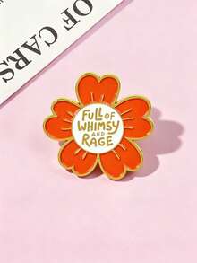 1pc Cartoon Flower Metal Enamel Brooch, Personalized Fun English Slogan Badge, Decorative Accessory For Coats, Backpacks, Hats, Niche Creative Gift To Showcase Unique Attitude - Multicolor - View 8