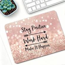 1pc Slogan Graphic Pink Rubber Mouse Pad Non-Slip Rubber Base, Fun Mousepad For Desktop Wireless Computer Mouse, Office Laptop, Cute Desk Decor, Great Gift For Women And Girls - View 2