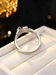 1pc Women's Luxury Hollow Wrapped Ring, Cubic Zirconia Inlaid Design Ring, Versatile Accessory For Daily Commute - Ring - View 5