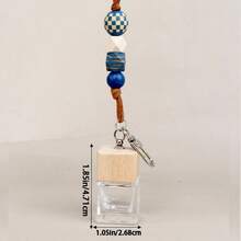 8ML Car Mounted Perfume Empty Glass Bottle, Manual Perfume Bottle With Beaded Chain Wooden Cover, Rearview Mirror Pendant, Lady's Bag Accessories, Portable Replaceable Perfume Container, Suitable For Holiday Gifts, Daily Use - Multicolor - View 2