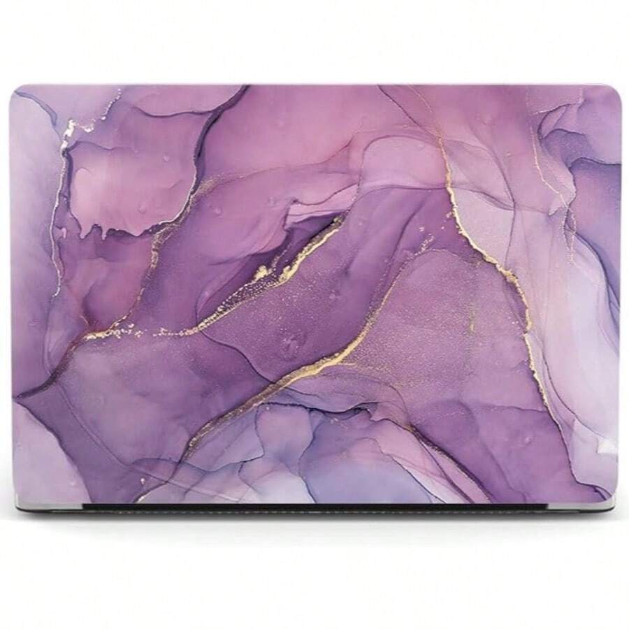 2pcs Marble Pattern Protective Case, Transparent Backside, Compatible With MacBook Air - Mauve Purple - View 1