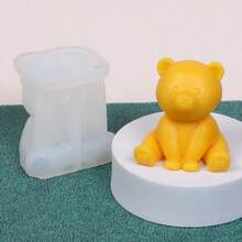 1pc Bear Silicone Mold Standing Bear Sitting Bear Waving Bear DIY Aromatherapy Candle Plaster Resin Ornament Handmade Mold - Multicolor - View 6