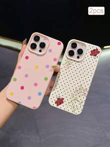 2 buah Casing Pelindung TPU Motif Polka Dot Tahan Guncangan Perlindungan Penuh yang Presisi, Kompatibel dengan Apple 11/12/13/14/15/16/16Pro/16ProMax/17/17pro/17ProMax/18pro 18ProMax - MultiWarna - View 1