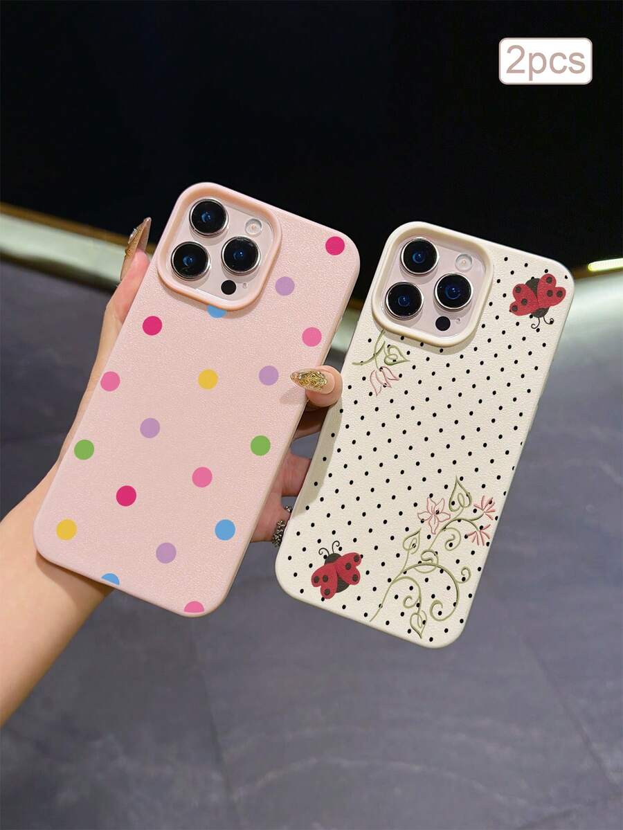 2 buah Casing Pelindung TPU Motif Polka Dot Tahan Guncangan Perlindungan Penuh yang Presisi, Kompatibel dengan Apple 11/12/13/14/15/16/16Pro/16ProMax/17/17pro/17ProMax/18pro 18ProMax - MultiWarna - View 1