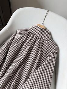 Women's Plaid Casual Versatile Everyday Long Sleeve Jacket - Coffee Brown - View 11