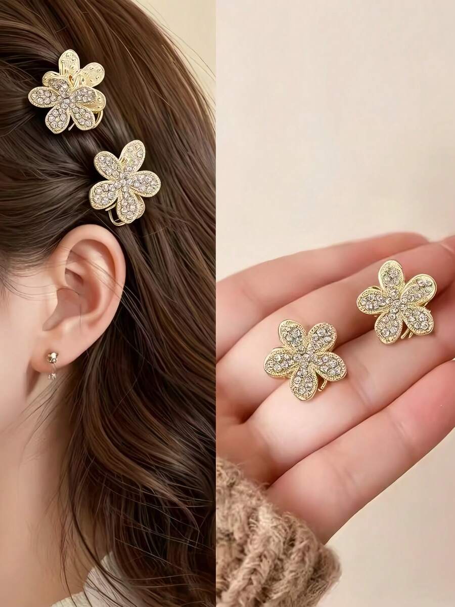 4pcs Women's Elegant Pearl Hair Claw Clips, Exquisite Metal Small Hair Clips, Random Assorted Styles, Daily Decoration Gift - Multicolor - View 1