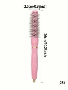 Stylance Salon Professional Nano-Technology Negative Ion Ceramic Spray Painted Aluminum Tube Nylon Bristle & Boar Bristle Tapered Handle Round Brush - Pink - View 14