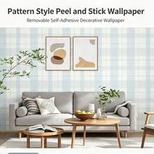 1 Roll PVC Modern Self-Adhesive Backing Wallpaper, Blue Gray Bohemian Style Sticker, Waterproof, Moisture-Proof, Easy To Clean Wall Decor, Removable Textured Wallpaper For Bedroom, Bathroom, Cabinet, Living Room, Kitchen, Office Room Decoration, Vinyl Material - 1PC - View 7
