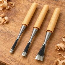 3pcs Wood Carving Chisel Set, 5mm 10mm 15mm Curved Blade Woodworking Hand Tools, For Rough Shaping, Groove Carving, Trimming And Detail Work - 3-piece Wood Carving Chisel Set - View 2