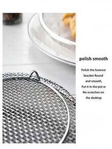 1pc/2pcs Kitchen Oil Filter Tray, Stainless Steel Air Fryer Mesh Basket, Fried Food Draining Basket Accessory, BBQ Grill Mesh Filter Basket, For Vegetables And Desserts - Silver - View 4