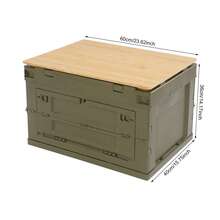 65L Foldable Camping Storage Box With Bamboo Top, PP Collapsible Storage Container, 132.28lbs Load & 551.16lbs Stacking Capacity, Side Access Doors - Green - View 4
