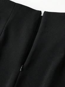 Women High Waist Button Detail Flare Pants, Front Seam Slim Fit Bell Bottom Trousers, Elegant Office Work Pants - Black - View 7