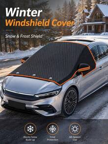 Practical Car Windshield Snow Cover With Rearview Mirror Pocket And Fixing Straps, Prevents Frost And Ice Buildup, Blocks Snow And Cold, Foldable Car Windshield Protector, Suitable For Sedan, SUV, MPV, For Winter Outdoor Parking, Cold Weather And Snowy Days - Multicolor - View 12