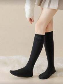 1 Pair Women's Over-The-Knee Socks, Multi-Color Options, Thick Warm Wool Blend, Solid Color Design, Classic Fashion, Suitable For Autumn/Winter, Y2K Style, Comfortable Socks - Multicolor - View 14