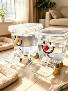 Silent Flow Large Capacity Automatic Water Dispenser, Cute Sticker Smiling Face Design Cat Water Fountain, Pet Dog Water Bowl, Chick And Rabbit Automatic Water Dispenser, Designed For Small Animals, No Electricity Required, Suitable For Indoor And Outdoor Use, Perfect Gift For Friends With Cats And Dogs (Self-Assembly) - Multi-capacity - View 4