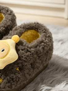 New Cartoon Star Children's Warm Slippers, Thick Soft Sole Fur Slippers For Boys And Girls, Suitable For Indoor Warmth In Autumn And Winter - Coffee Brown - View 5