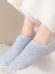 1/5/10 Pairs Random Women's Short Socks, Coral Fleece Plush Floor Socks, Autumn/Winter Indoor Home Non-Slip Short Tube Sleep Socks, Suitable For Multiple Occasions - Multicolor - View 3