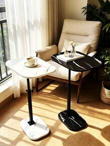 Adjustable Height Side Table, Modern Sofa & Bedside Table, Compact Laptop Snack Coffee Table, 2 Shapes & 2 Colours, 44.4–79.4 Cm - White - View 5